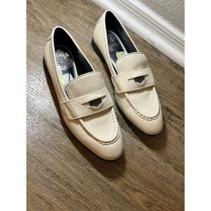 Vince Camuto Parama Cream Leather Penny Loafers Size 8M 39 Off White VC-PARAMA